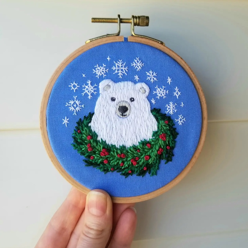 Snowflake Bear Beginner Embroidery Kit