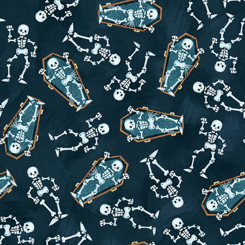 Welcome Foolish Mortals - Glow: DANCING SKELETONS Fabric Q-1446G-77 (1/2 yd.)