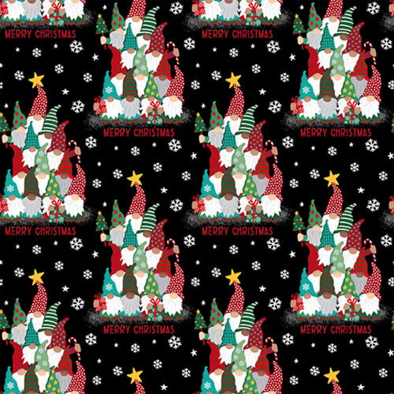 Be Merry: GNOME TREE Fabric 22280-BLACK (1/2 yd.)