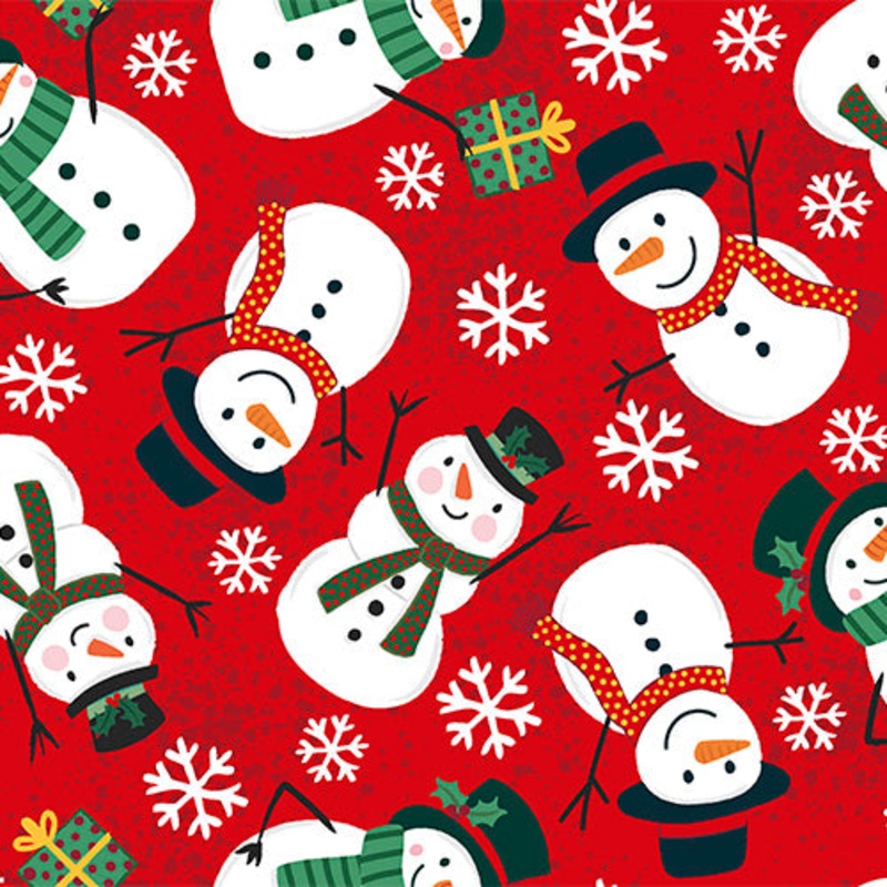 Be Merry: SNOWMAN TOSS Fabric 22278-RED (1/2 yd.)