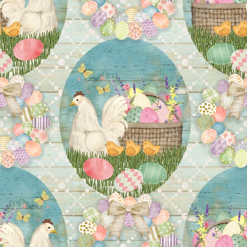 Bunny Kisses & Easter Wishes: ALL IN ONE BASKET Fabric 22250 MINT (1/2 yd.)
