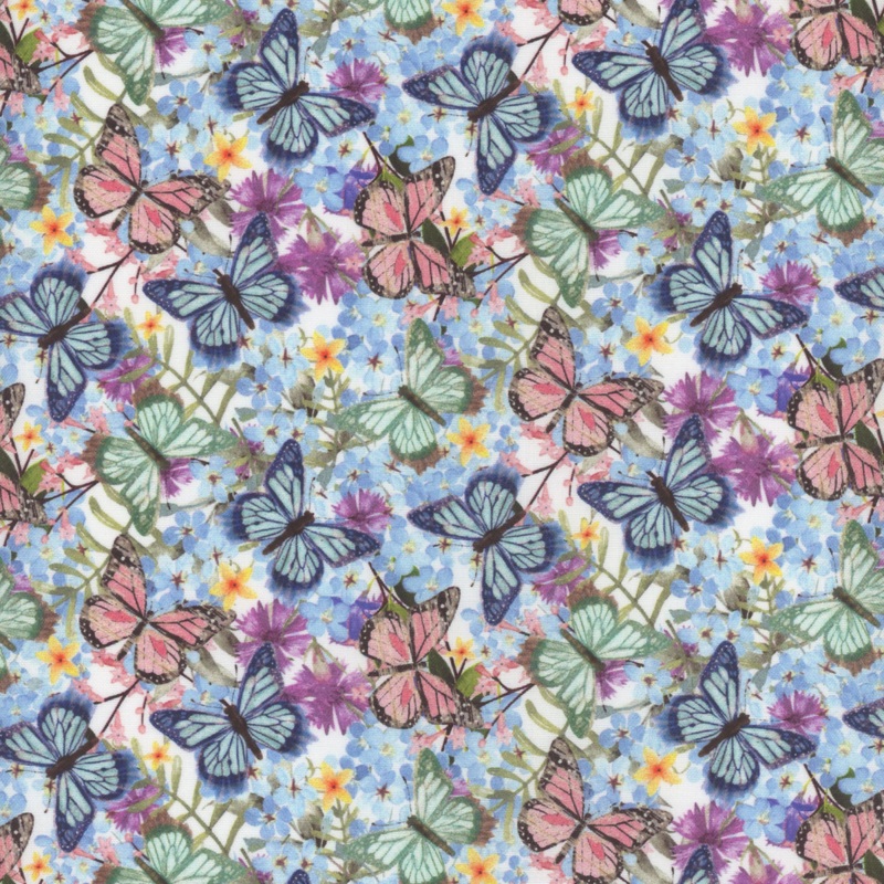 Bunny Kisses & Easter Wishes: BUTTERFLY BOUQUET Fabric 22248 MULTI (1/2 yd.)