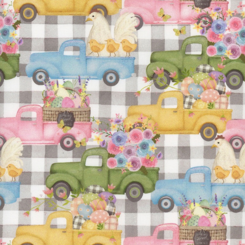Bunny Kisses & Easter Wishes: PICKUP PARADE Fabric 22251 CHARCOAL (1/2 yd.)