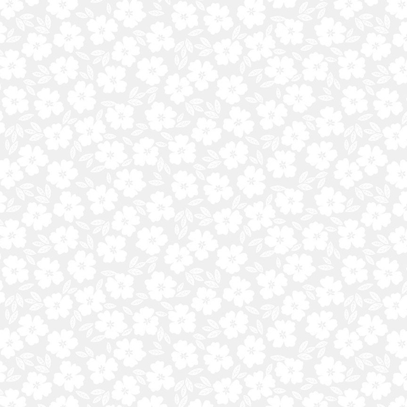 Cotton Pigment Print: DESERT BLOOM - White on White Fabric (1/2 yd.)