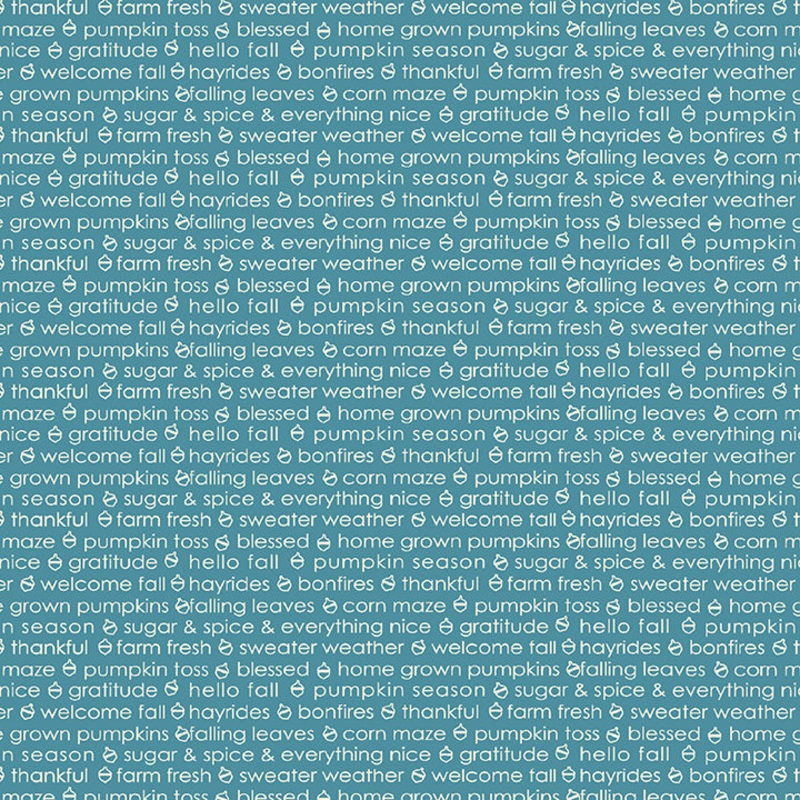 Hello Pumpkin AUTUMN SENTIMENT BLUE -  by Cherry Blossoms Quilting (1/2 yd)