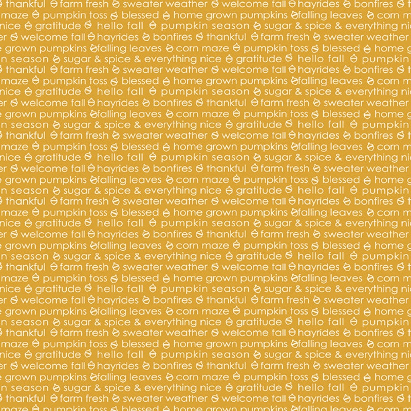 Hello Pumpkin AUTUMN SENTIMENT GOLD - by Cherry Blossoms Quilting (1/2 yd)