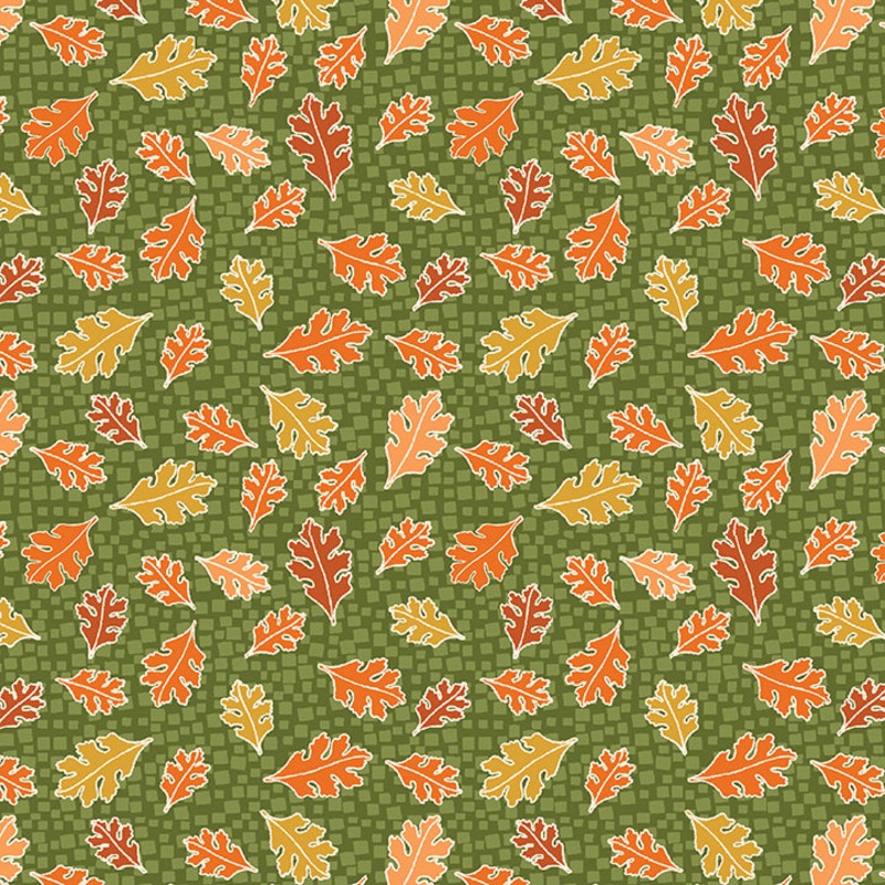 Hello Pumpkin MOSAIC LEAVES GREEN - by Cherry Blossoms Quilting (1/2 yd)