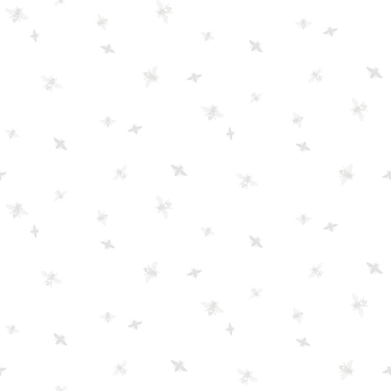 Honey Bees and Flowers Please: BEES White-on-White Fabric (1/2 Yd.)