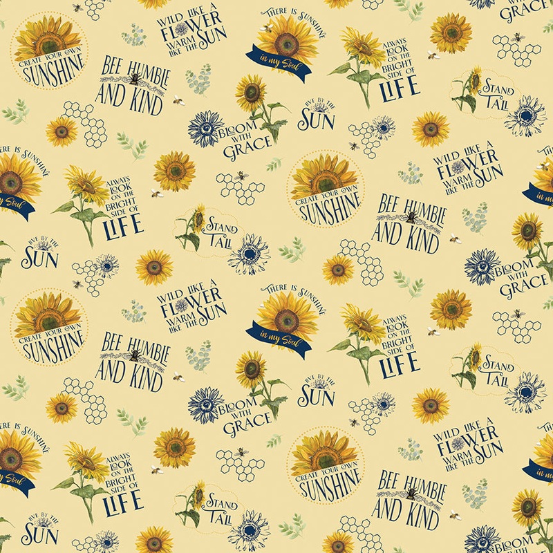 Honey Bees and Flowers Please: MAIN YELLOW Fabric (1/2 Yd.)
