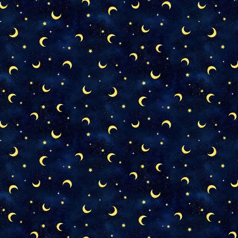 Owl Always Love You: MOONS AND STARS - NAVY (1/2 yd)