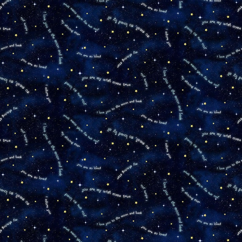 Owl Always Love You: WORDS IN THE SKY NAVY (1/2 yd)