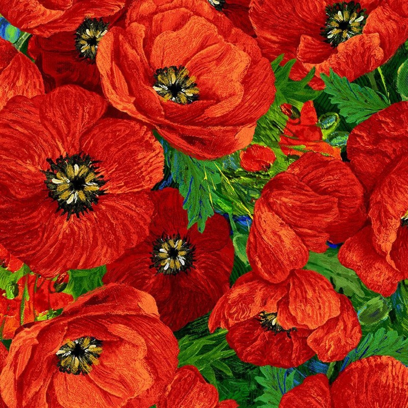 Poppy Dreams: LARGE POPPY - RED  (1/2 Yd.)