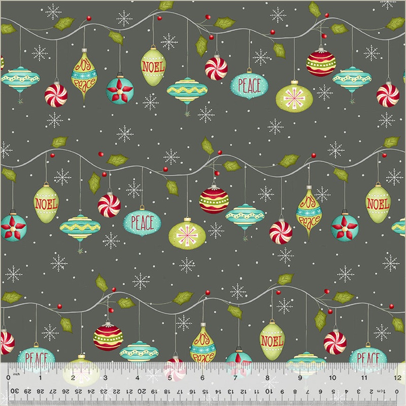 A Very Terri Christmas: DECK THE HALLS - Coal Fabric (1/2 yd.)