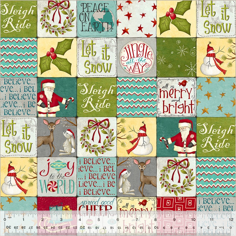 A Very Terri Christmas: MERRY SQUARES-MULTI Fabric (1/2 yd.)