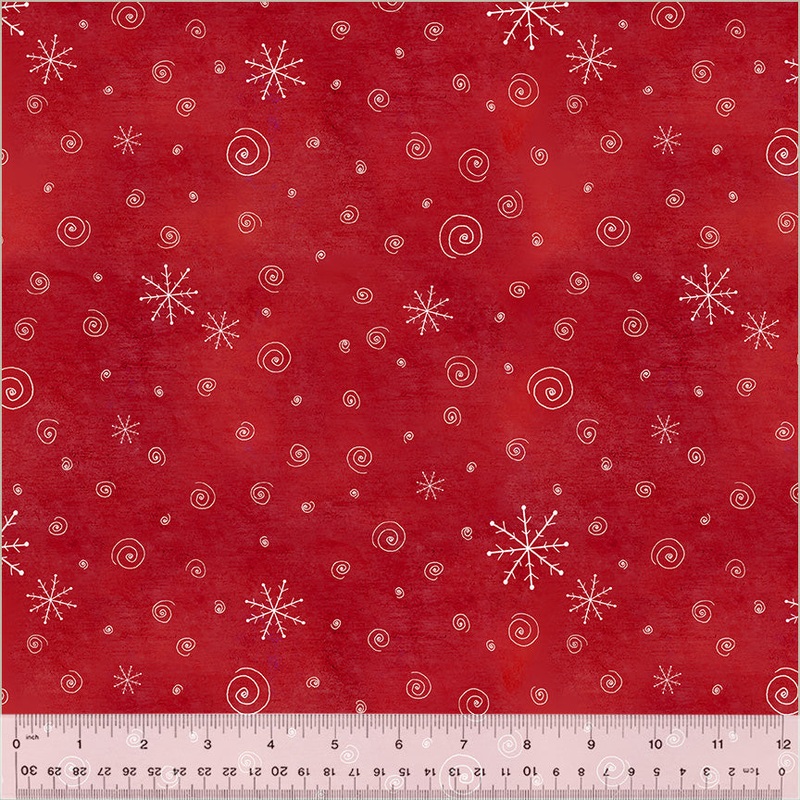 A Very Terri Christmas: SNOW FLURRIES-RED Fabric (1/2 yd.)