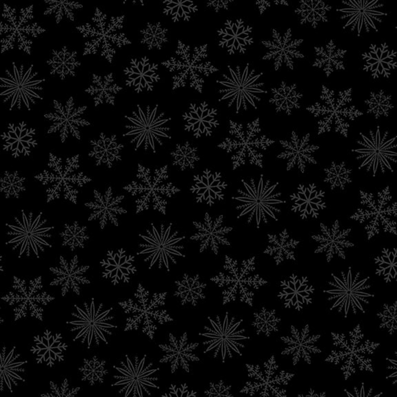 Back in Black: SNOWFLAKES Fabric by Henry Glass (1/2 yd.)