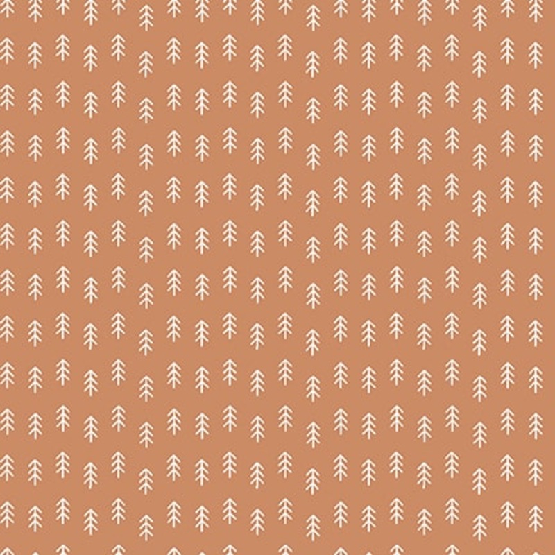Cheerful Cheeks RUST TREES Digitally Printed Fabric (1/2 yd.)