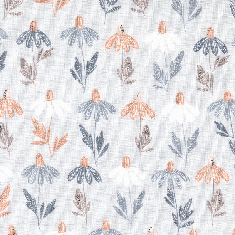 Chirp: DAISY FIELD MIST Fabric by Elena Amo (Sold by 1/2 Yd.)