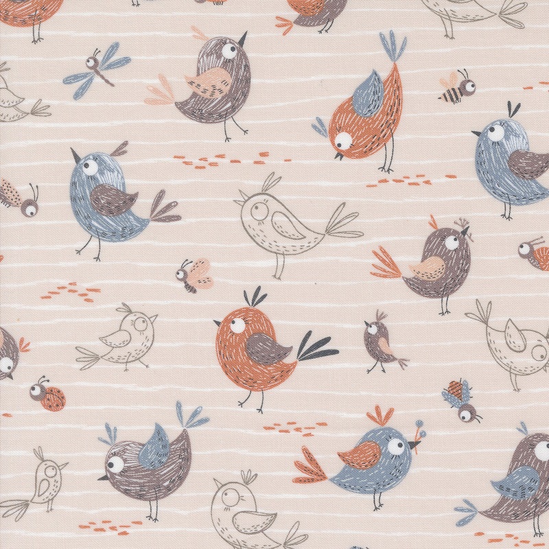 Chirp: FRIENDS CLOUD Fabric by Elena Amo (Sold by 1/2 Yd.)