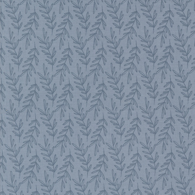 Chirp: LEAF ME HERE RAINCLOUD Fabric by Elena Amo (Sold by 1/2 Yd.)