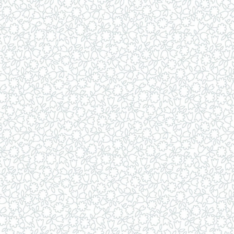 Cream & Sugar XII: LINEWORK FLOWERS White-on-White Fabric (1/2 yd.)