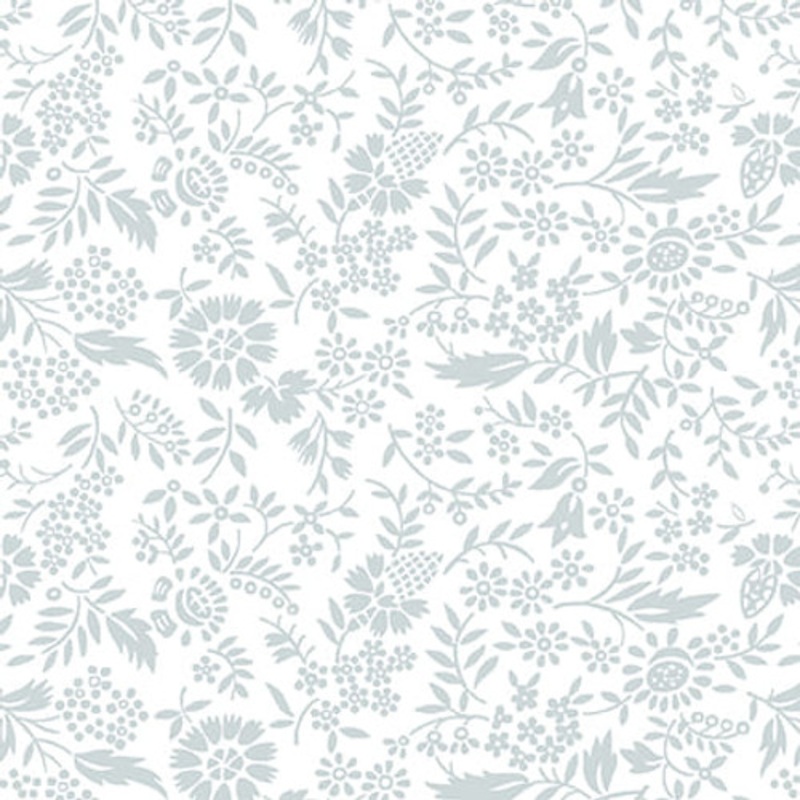 Cream & Sugar XII: STYLIZED LEAVES AND VINES White-on-White Fabric (1/2 yd.)