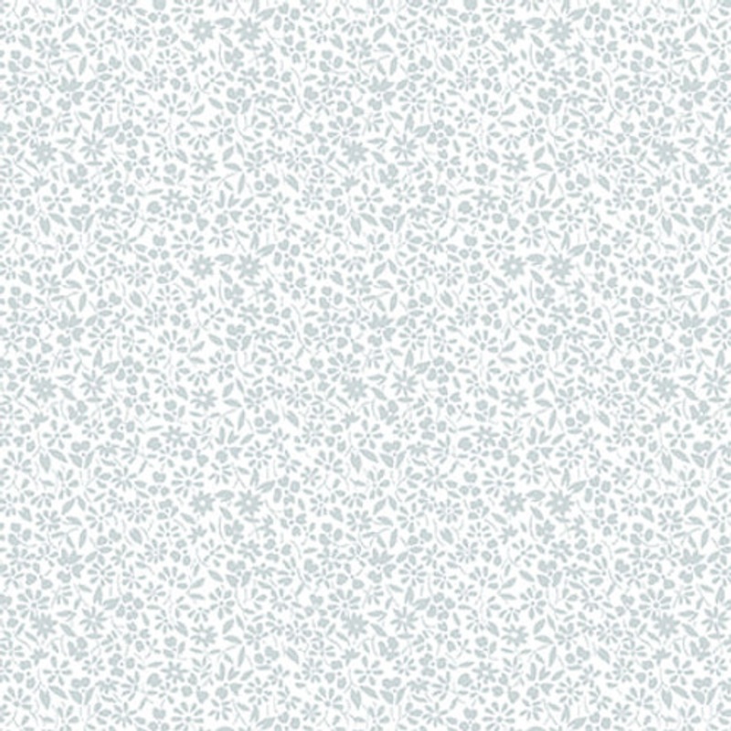 Cream & Sugar XII: TINY PACKED FLORAL White-on-White Fabric (1/2 yd.)