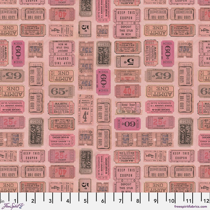 Eclectic Elements Palette: PINK TICKETS Fabric (1/2 yd.)