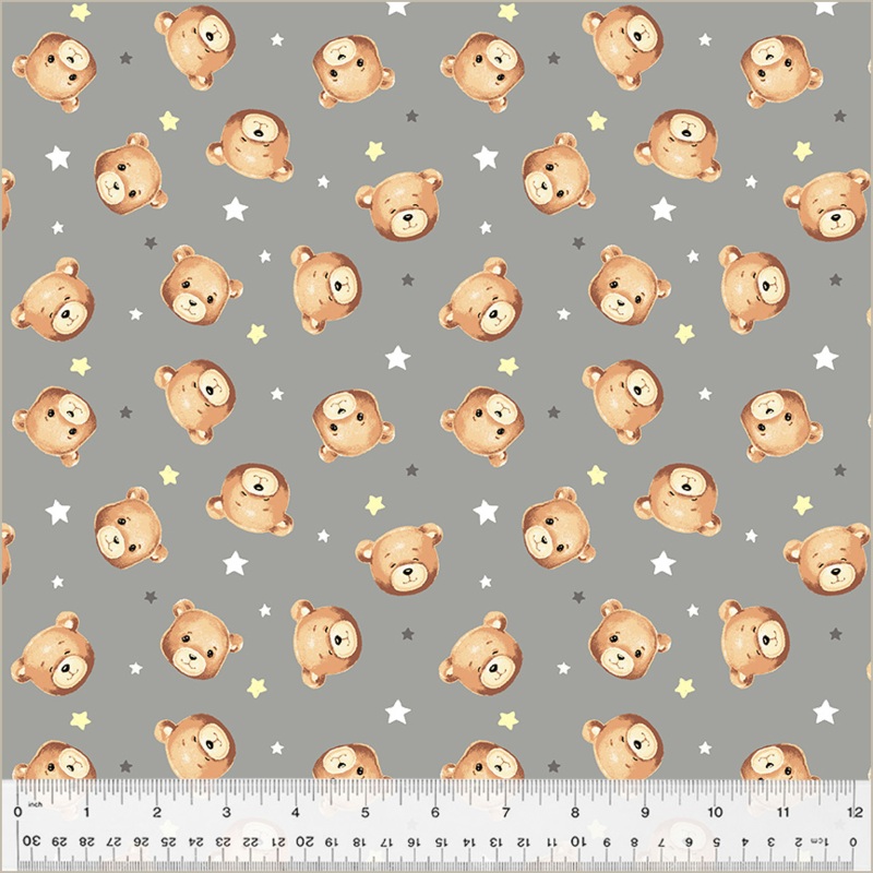 Sweet Dreams BABY BEAR-GREY Fabric by Whistler Studios (1/2 yd.)
