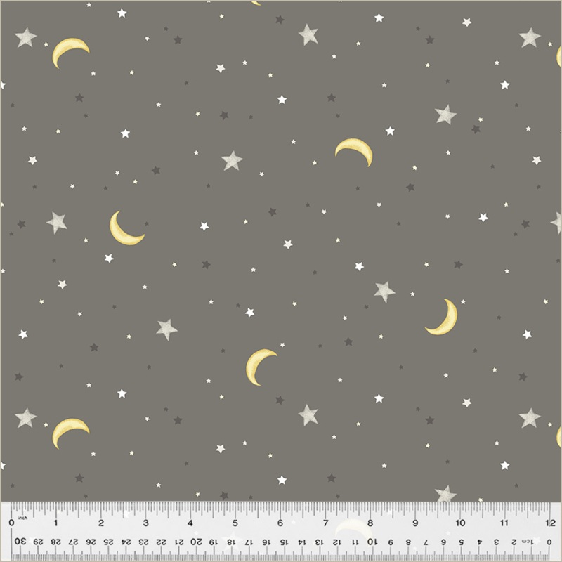 Sweet Dreams: NIGHT SKY- Dark Gray Fabric by Whistler Studios (1/2 yd.)