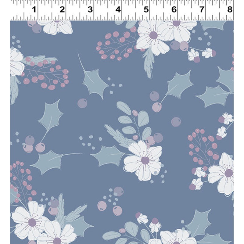 Winter Gardens: MAIN FLORAL - Dark Denim Fabric by Meags & Me (1/2 yd.)