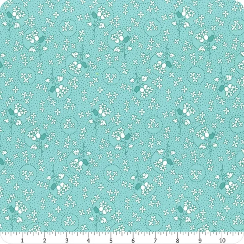 Sentiments BLUE FLORAL RINGS Fabric by Kaye England (1/2 yd.)