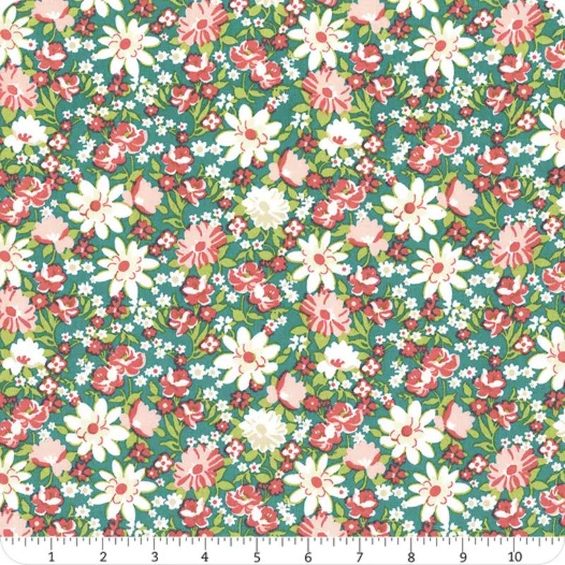 Sentiments BLUE PACKED FLORAL Fabric by Kaye England (1/2 yd.)