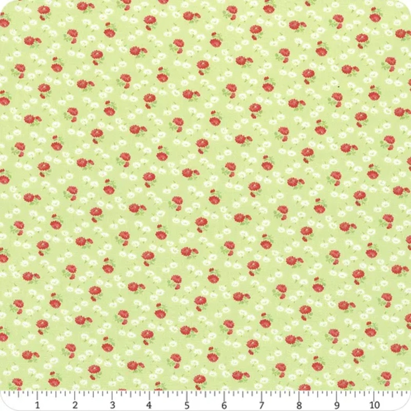 Sentiments LIGHT GREEN FLOWERS Fabric by Kaye England (1/2 yd.)