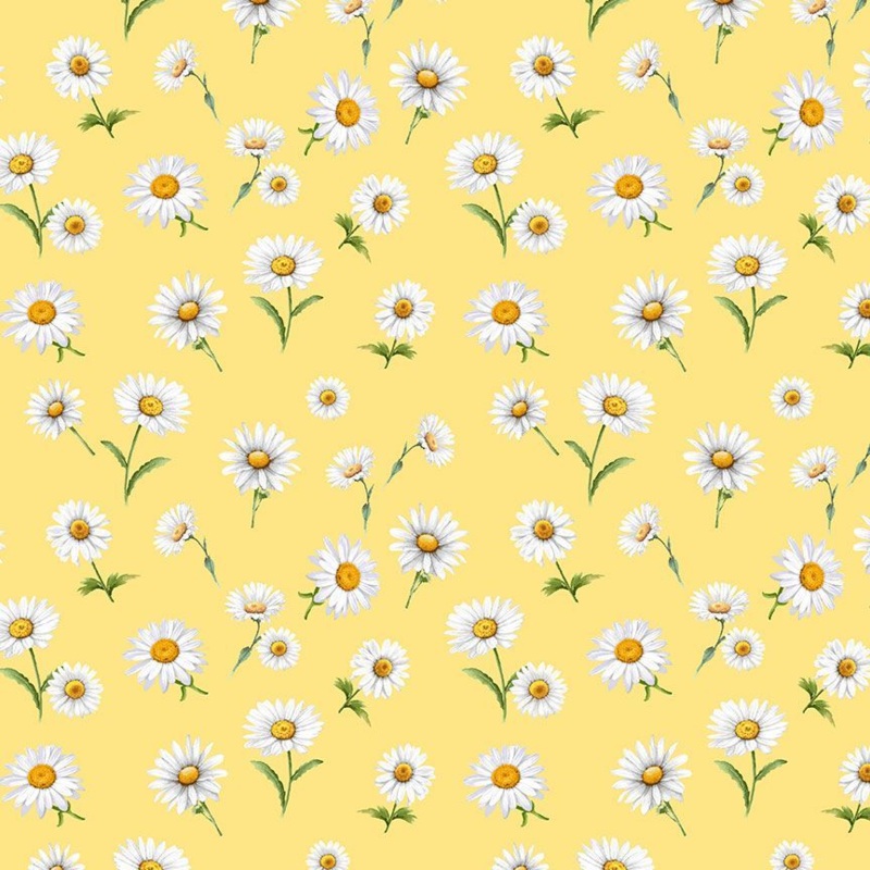 Bee & Bee Kind: YELLOW TOSSSED DAISIES Fabric (1/2 yd)