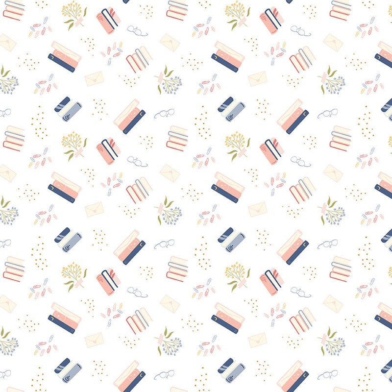 Between the Pages: BOOKISH LIFE WHITE Fabric (1/2 yd)