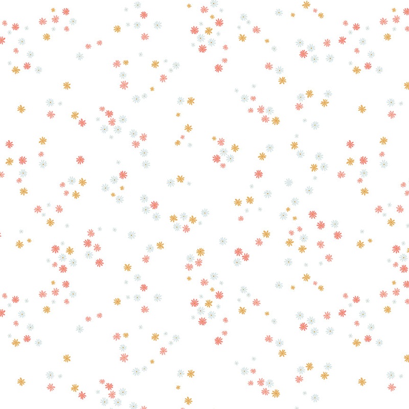 Between the Pages: FLOWERS WHITE Fabric (1/2 yd)