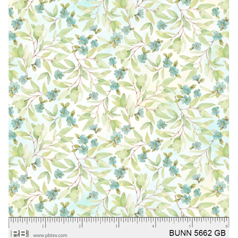 Bunnies and Blooms BLUE BLOOMS (1/2 yd)