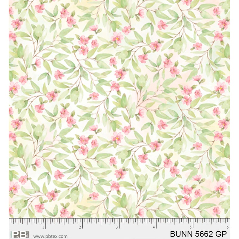 Bunnies and Blooms PINK BLOOMS (1/2 yd)