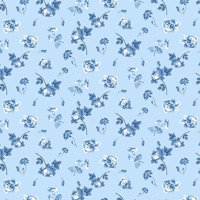 English Blue & White: BLUE DITSY FLORAL Fabric (1/2 yd)