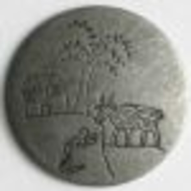 Metal Button: Farm Scene - Size: 25mm - Color: antique tin
