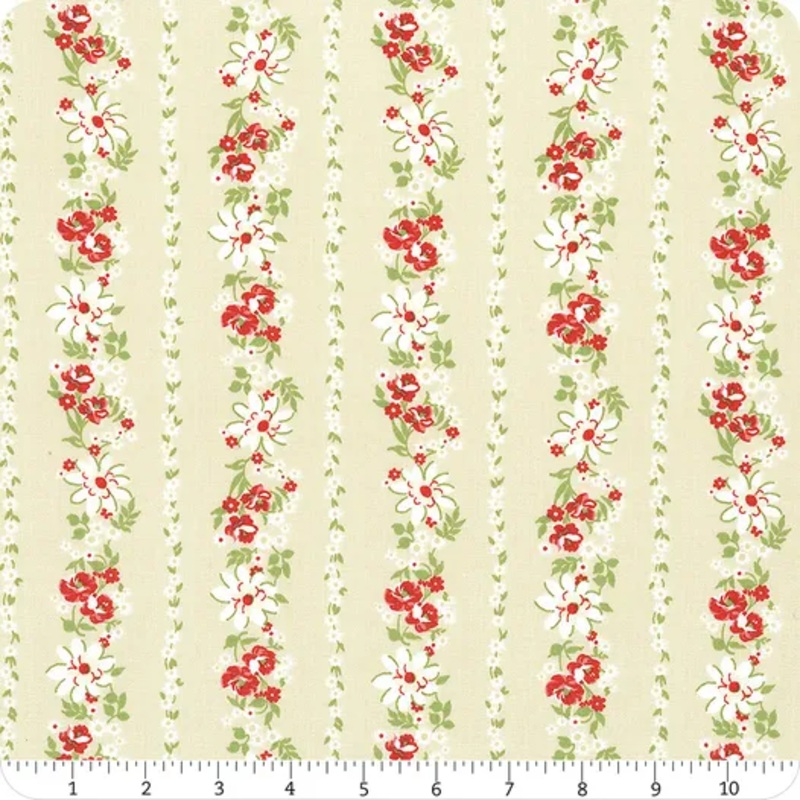 Sentiments TAN DAISY ROSES Fabric by Kaye England (1/2 yd.)