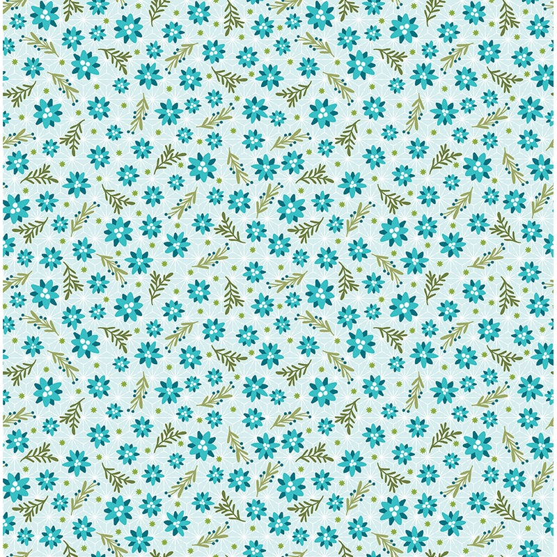 Snow Fall: CHRISTMAS ROSES AQUA Fabric by Shelly Cavanna (1/2 yd)