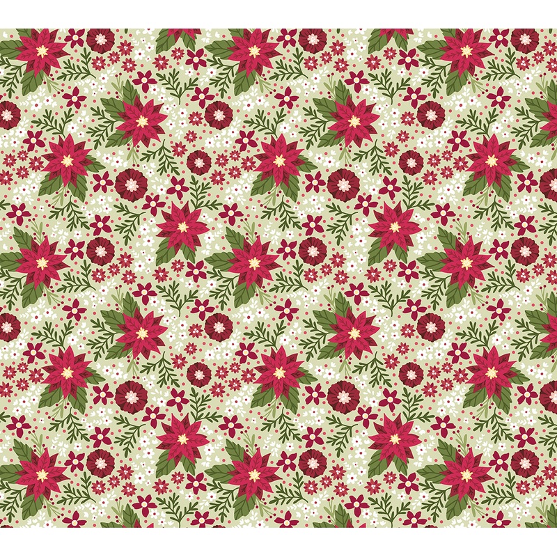 Snow Fall: FROST FLOWER CRIMSON Fabric by Shelly Cavanna (1/2 yd)