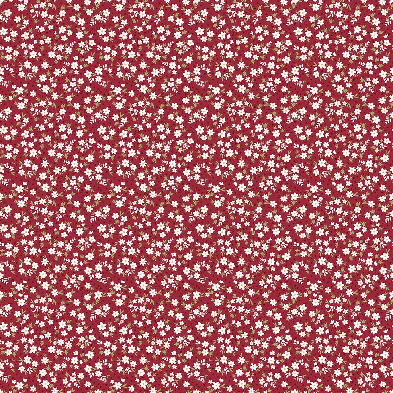 Snow Fall: PAPERWHITE CRIMSON Fabric by Shelly Cavanna (1/2 yd)