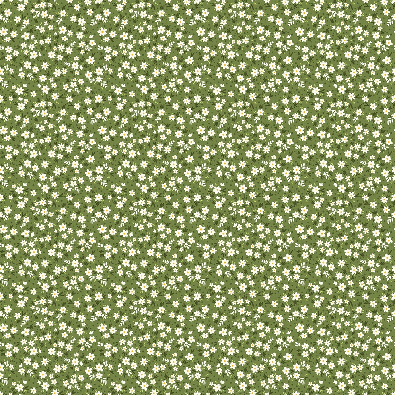 Snow Fall: PAPERWHITE EVERGREEN Fabric by Shelly Cavanna (1/2 yd)