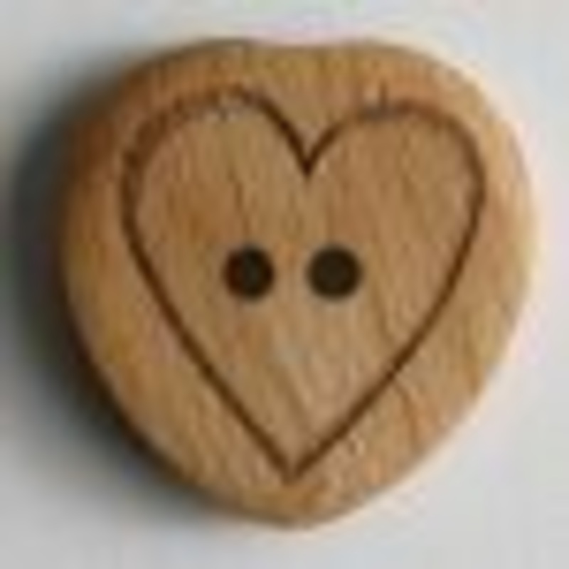 Wood Button - Heart - 2 holes-15mm & 23mm