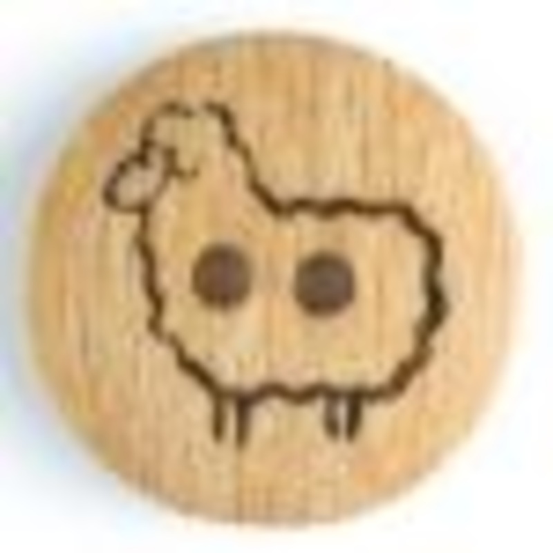Wood Button - Sheep - Size: 18mm