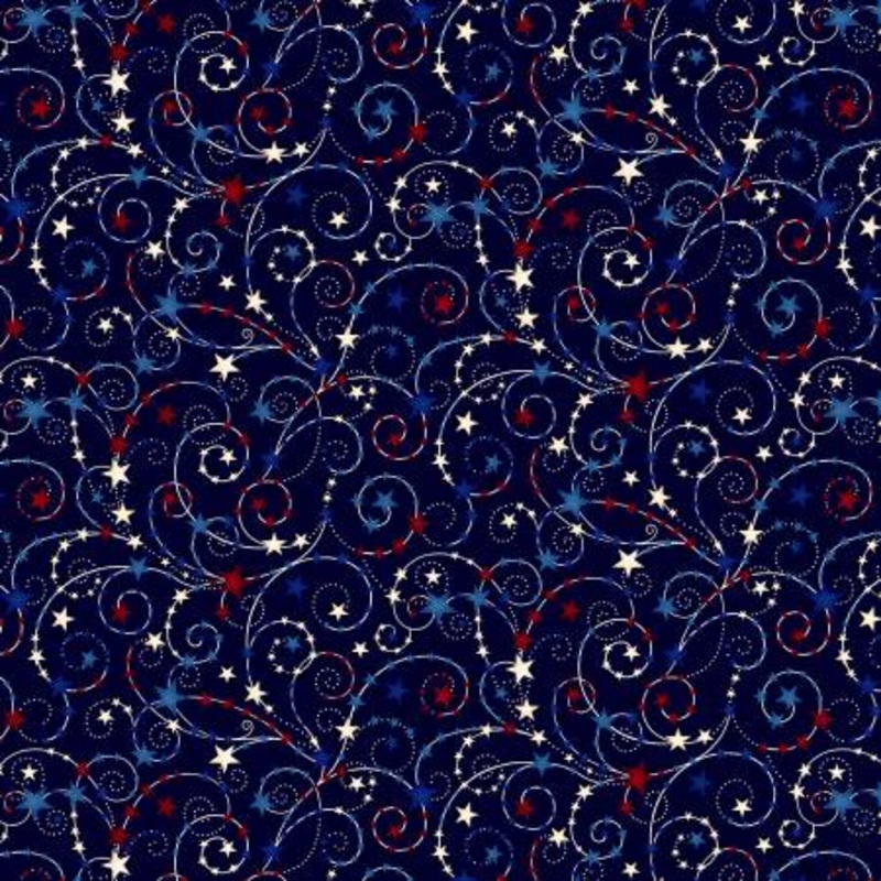 Navy Stars 108 Cotton (3000W-77)  Sold in UNITS of  metre