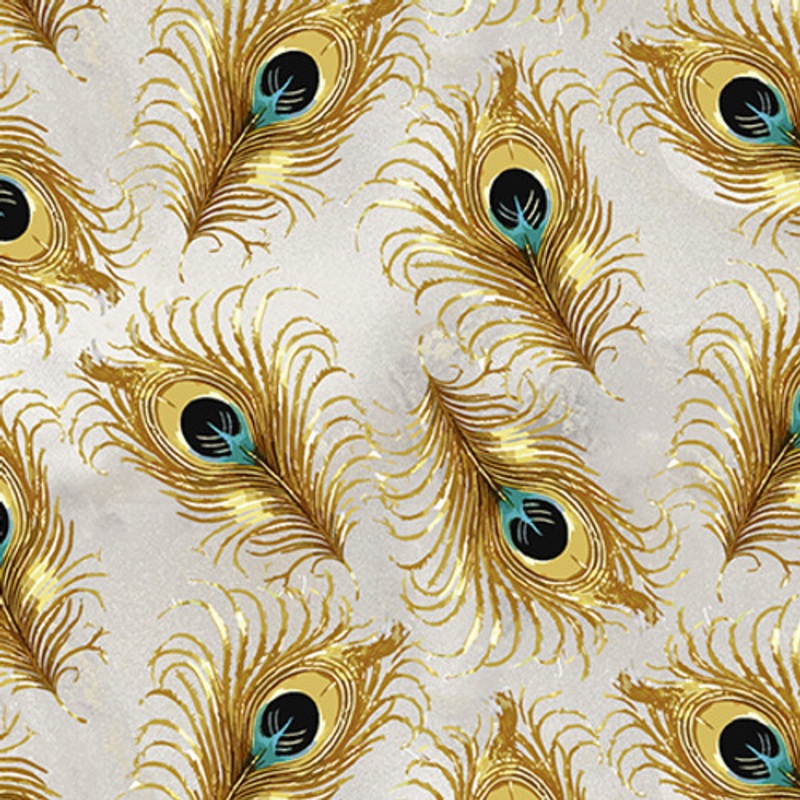 Alabaster Wings: ALABASTER TOSSED FEATHERS Fabric (1/2 yd)